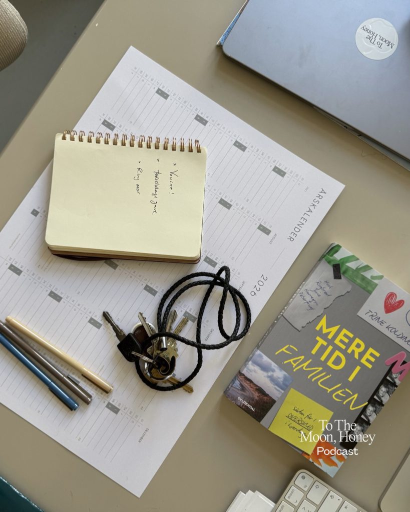 Skrivebord med ting på